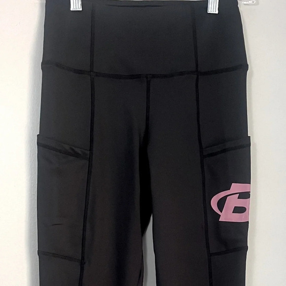 Bodybuilding Womens Athletic Gym Workout Leggings Black Pink‎ Pockets NWOT Small - Picture 1 of 8
